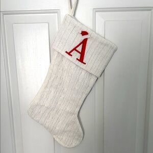 New White Knit Christmas Stocking Red Initial A
Festive,Holiday, Christmas